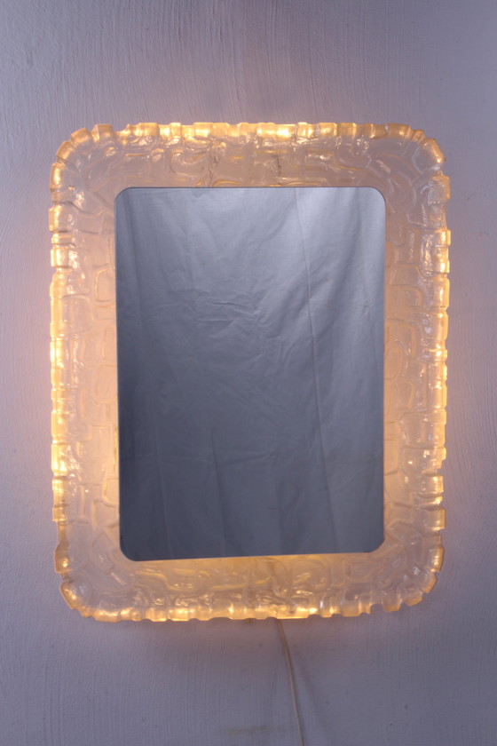 Image 1 of Hillebrand Oblong Plexiglas Illuminated Mirror 1960 Germany