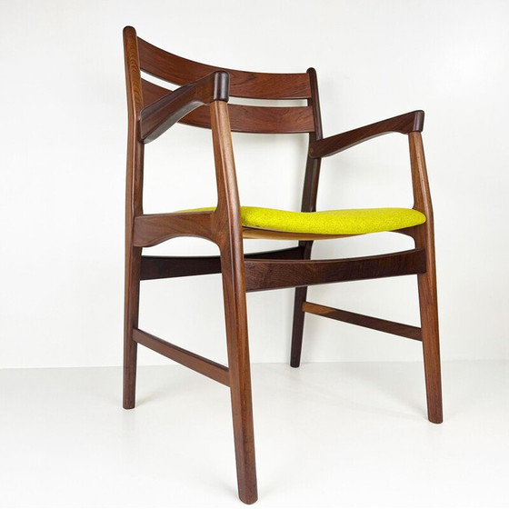 Image 1 of Danish vintage mustard yellow upholstery & teak armchair by Boltinge Stolefabrik, 1960s