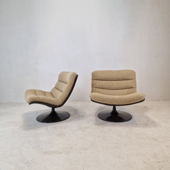 Image 1 of Pair of vintage model 975 armchairs in fiberglass and metal by Geoffrey Harcourt for Artifort, 1970