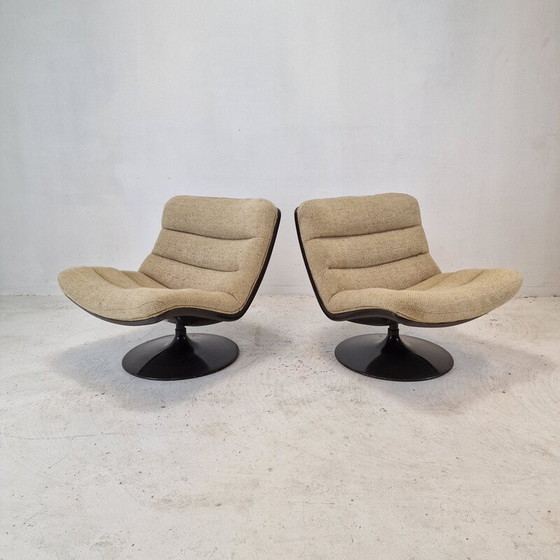 Image 1 of Pair of vintage model 975 armchairs in fiberglass and metal by Geoffrey Harcourt for Artifort, 1970