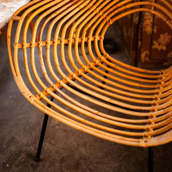 Image 1 of Vintage rattan and metal armchair by H. Broekhuizen for Rohé Noordwolde, Netherlands 1960