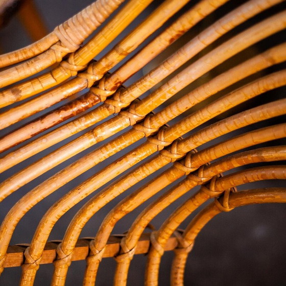 Image 1 of Vintage rattan and metal armchair by H. Broekhuizen for Rohé Noordwolde, Netherlands 1960