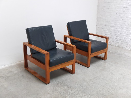 Unique Pair of Modernist Lounge Chairs Van Den Berghe-Pauvers, 1960s