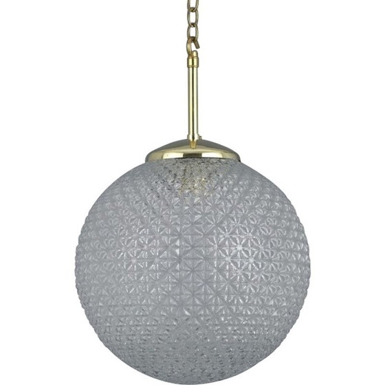 Image 1 of Lampada a sospensione vintage in vetro a forma di croce e diamante, Cecoslovacchia