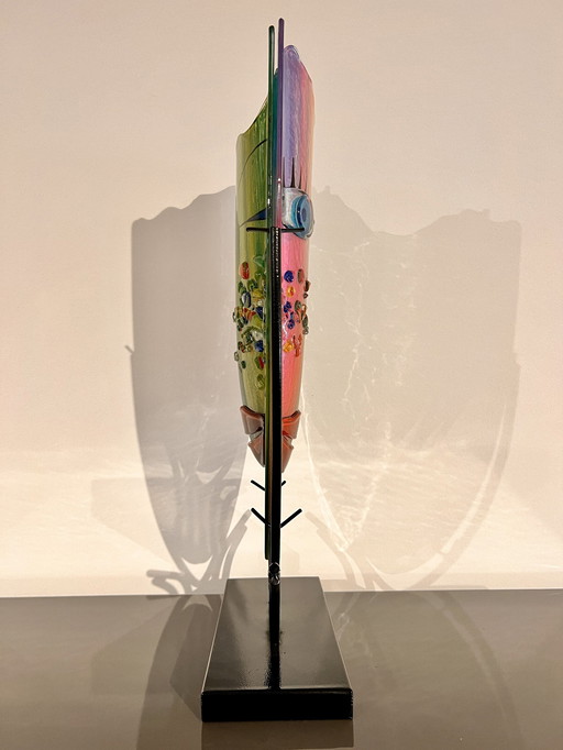 Artful Glass Vase In Stand