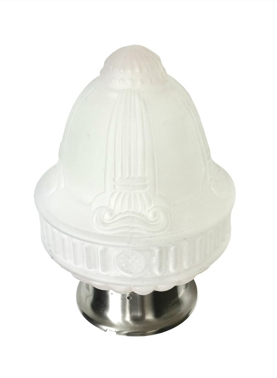 Image 1 of Lampe suspendue Art déco lampe vintage en verre opalin satiné