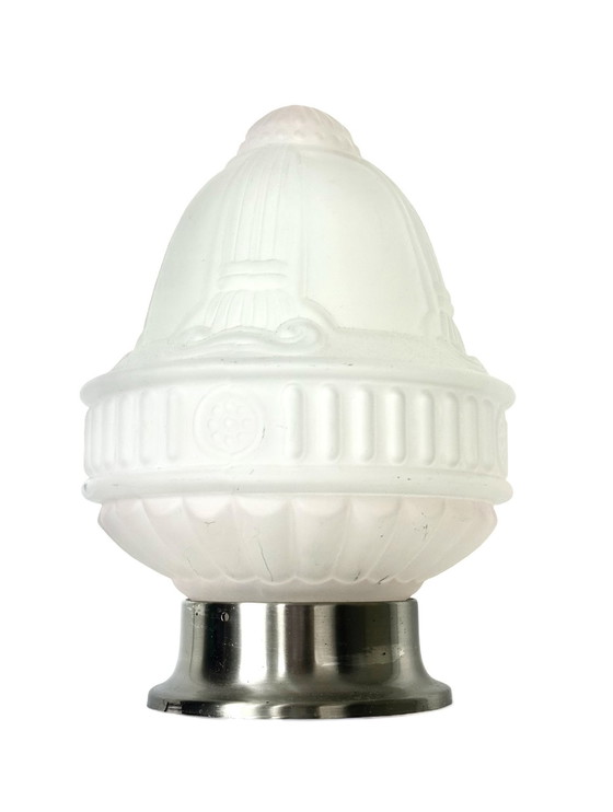 Image 1 of Lampe suspendue Art déco lampe vintage en verre opalin satiné