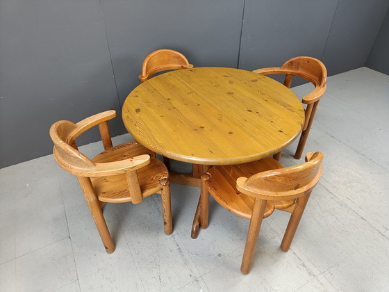 Image 1 of Rainer Daumiller Pine Wood Dining Set For Hirtshals Savvaerk - Set Of 4 - 1980S