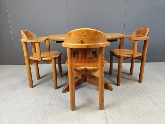 Image 1 of Rainer Daumiller Pine Wood Dining Set For Hirtshals Savvaerk - Set Of 4 - 1980S