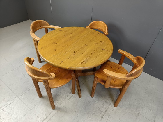 Image 1 of Rainer Daumiller Pine Wood Dining Set For Hirtshals Savvaerk - Set Of 4 - 1980S