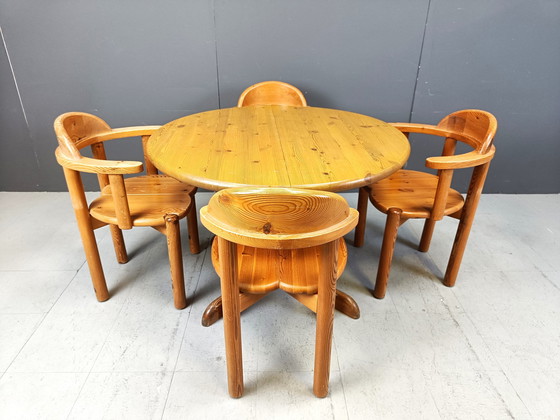 Image 1 of Rainer Daumiller Pine Wood Dining Set For Hirtshals Savvaerk - Set Of 4 - 1980S