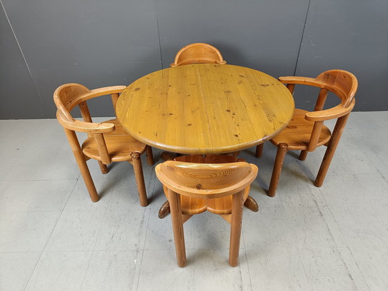 Image 1 of Rainer Daumiller Pine Wood Dining Set For Hirtshals Savvaerk - Set Of 4 - 1980S