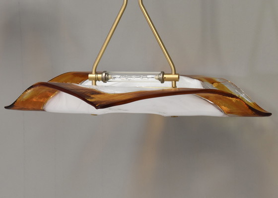 Image 1 of La Murrina "Albatros" ceiling lamp Murano Glass/ Brass Italy 80's design