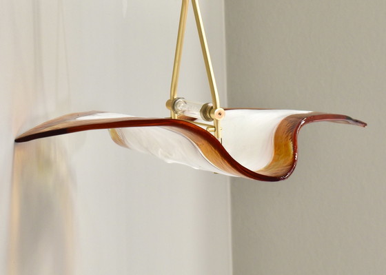 Image 1 of La Murrina "Albatros" ceiling lamp Murano Glass/ Brass Italy 80's design