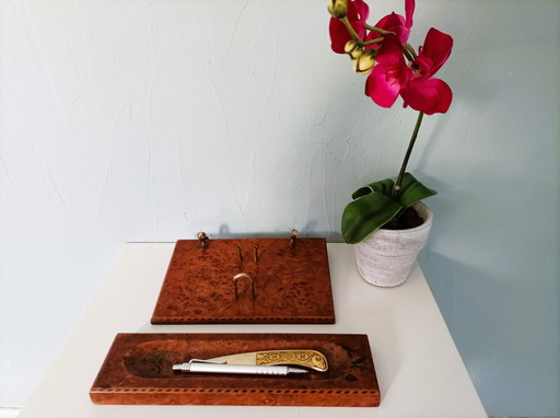 Elm burl pen and agenda holder