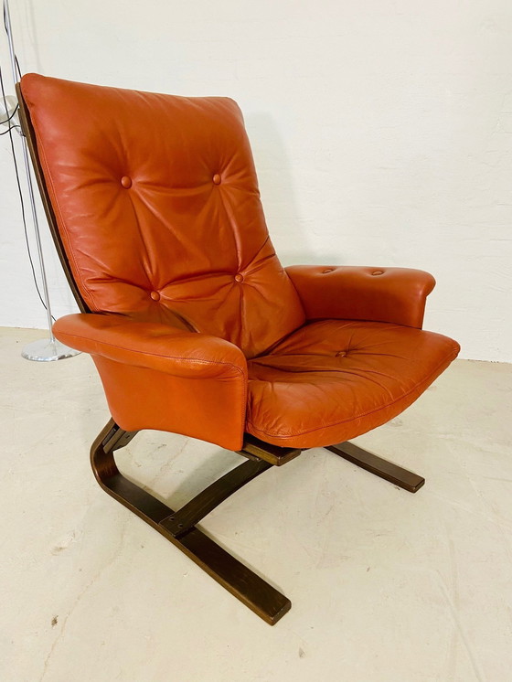 Image 1 of POLTRONA DA LETTO VINTAGE DANESE RETRO IN PELLE COGNAC DI KOMFORT