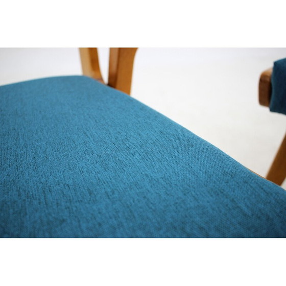 Image 1 of Set of 4 vintage oakwood dining chairs with upholstered, Czechoslovakia 1960s
