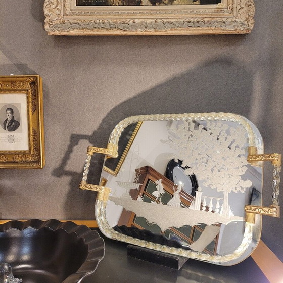 Image 1 of Exquisite vintage Murano glass and gold dust table, Italy 1950