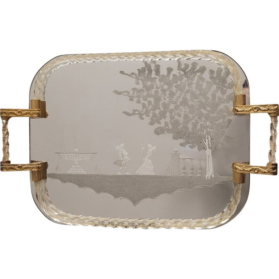 Image 1 of Exquisite vintage Murano glass and gold dust table, Italy 1950