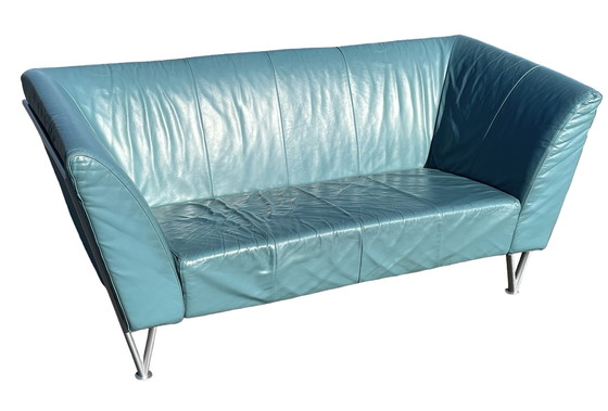 Image 1 of Postmodern Harvink Jazz sofa, 2-seater, turquoise leather