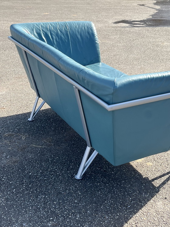 Image 1 of Postmodern Harvink Jazz sofa, 2-seater, turquoise leather