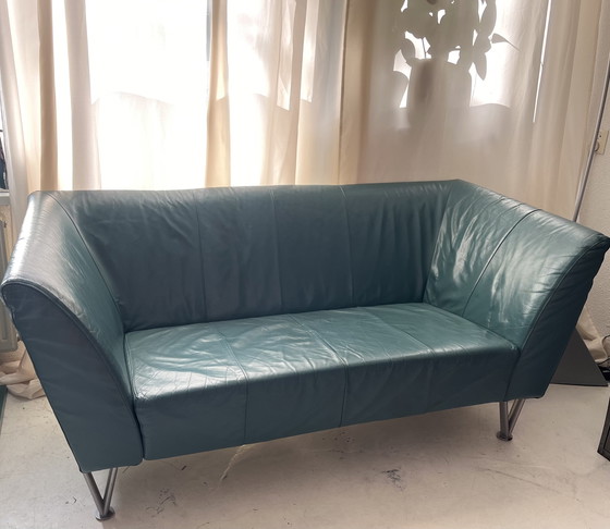 Image 1 of Postmodern Harvink Jazz sofa, 2-seater, turquoise leather