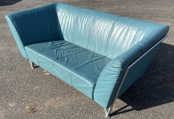 Image 1 of Postmodern Harvink Jazz sofa, 2-seater, turquoise leather