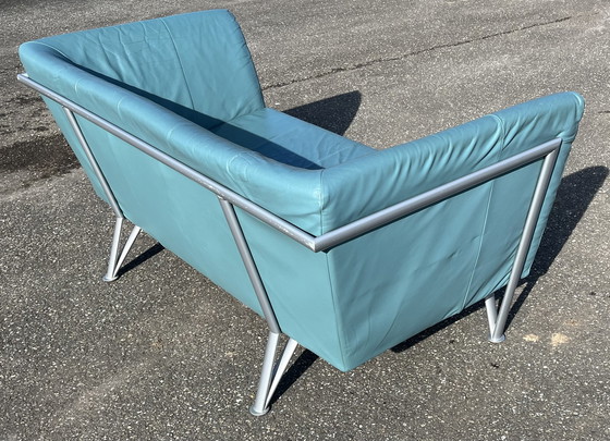 Image 1 of Postmodern Harvink Jazz sofa, 2-seater, turquoise leather