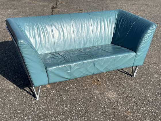 Image 1 of Postmodern Harvink Jazz sofa, 2-seater, turquoise leather