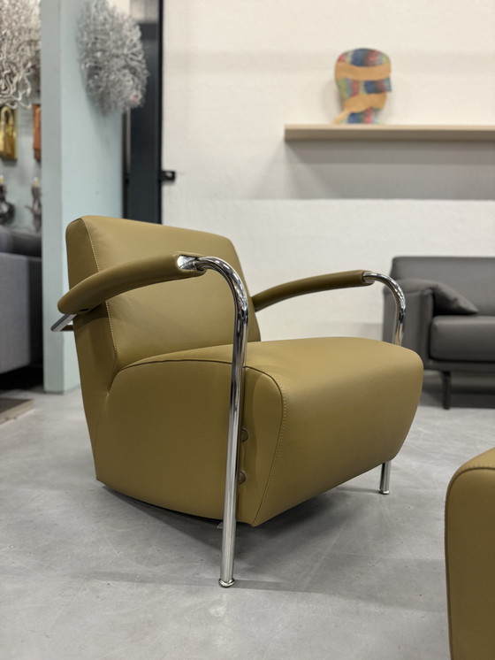 Image 1 of Leolux Scylla Armchair With Footstool Raffino Fennic Leather