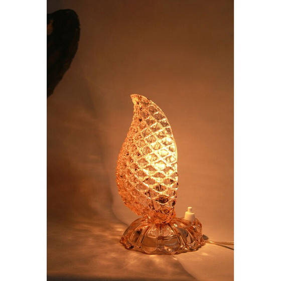 Image 1 of Vintage leaf lamp in pink murano glass foglia, Italy 1940