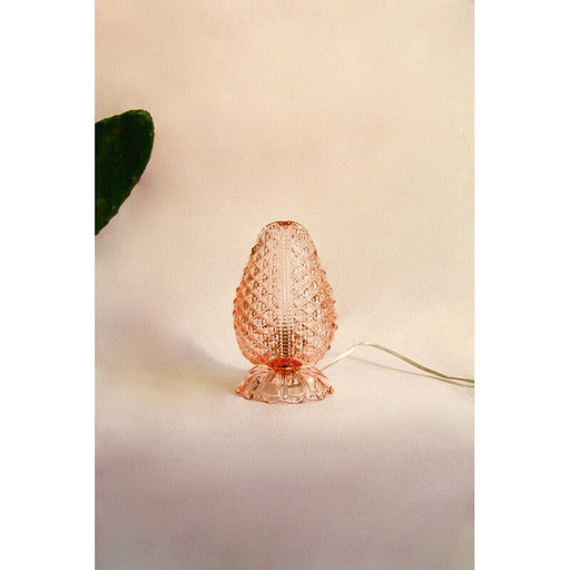 Vintage leaf lamp in pink murano glass foglia, Italy 1940