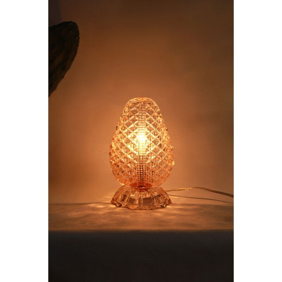 Image 1 of Vintage leaf lamp in pink murano glass foglia, Italy 1940
