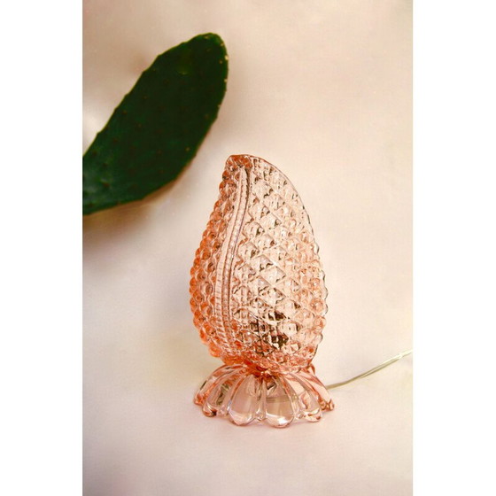 Image 1 of Vintage leaf lamp in pink murano glass foglia, Italy 1940