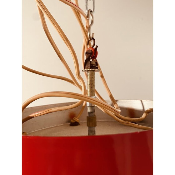 Image 1 of 1x Lámpara de araña vintage "Cascada" roja de estilo Stilnovo, Italia, años 50