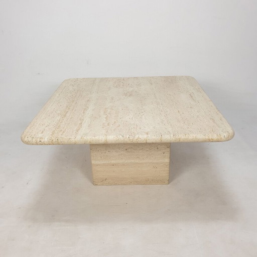 Vintage travertine coffee table, Italy 1980