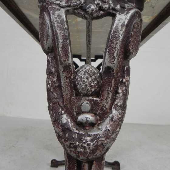 Image 1 of Bistro table, garden table with marble top and rare cast iron frame