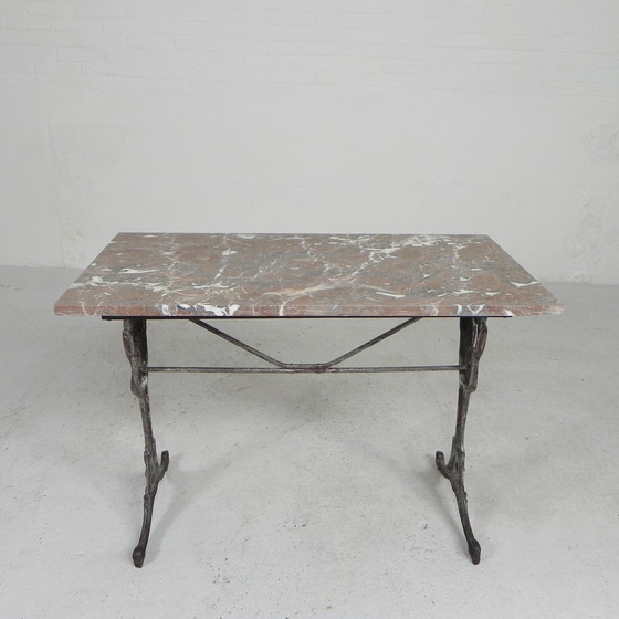 Image 1 of Bistro table, garden table with marble top and rare cast iron frame