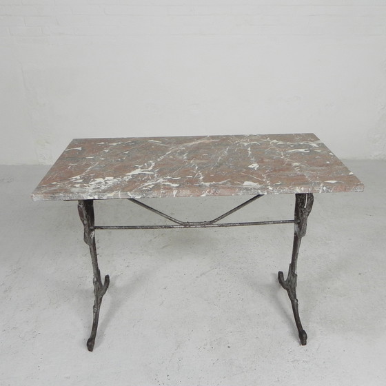 Image 1 of Bistro table, garden table with marble top and rare cast iron frame