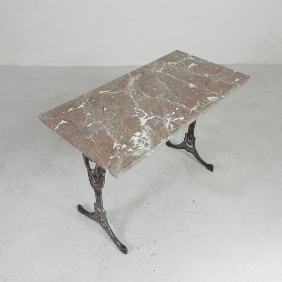 Image 1 of Bistro table, garden table with marble top and rare cast iron frame