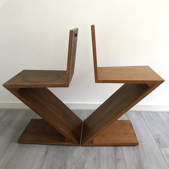 Image 1 of 2x Handmade Zigzag Chairs