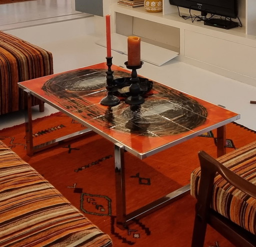 Vintage Oranje tegels salontafel