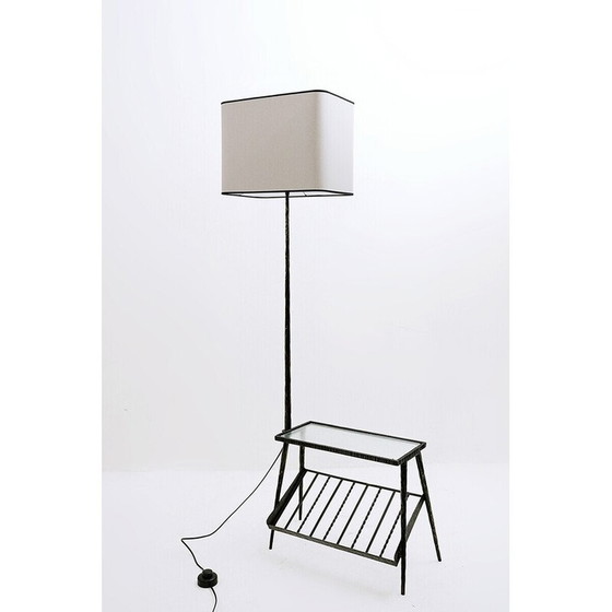 Image 1 of Vintage wrought iron floor lamp with magazine rack
