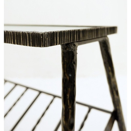 Vintage wrought iron floor lamp with magazine rack