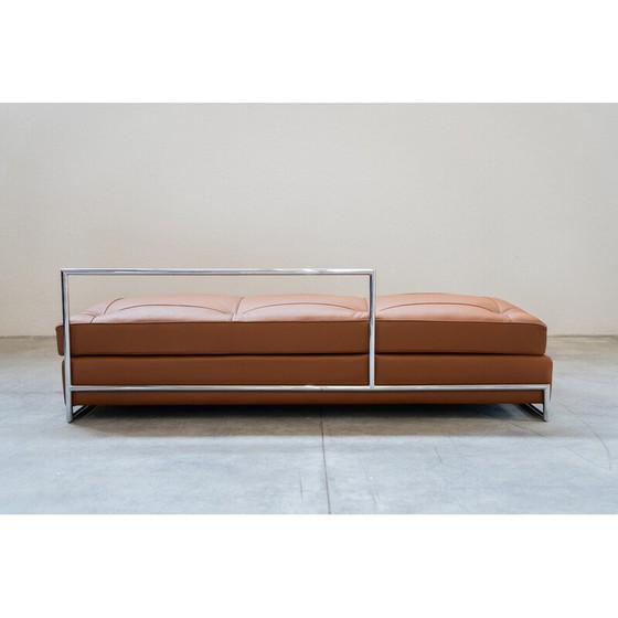 Image 1 of Vintage daybed sofa in chrome steel and cognac leather by Eileen Gray for Vereinigte Werkstatten, Germany 1990