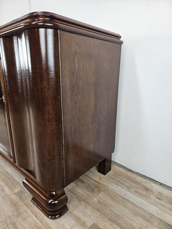 Image 1 of Art Decò Sideboard In Oak Wood With Marble Shelf By Friedrich Schlegel