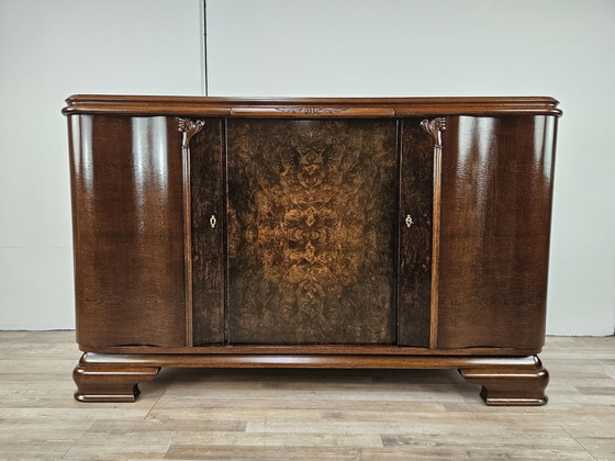 Image 1 of Art Decò Sideboard In Oak Wood With Marble Shelf By Friedrich Schlegel