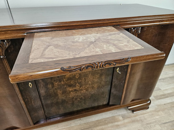 Image 1 of Art Decò Sideboard In Oak Wood With Marble Shelf By Friedrich Schlegel