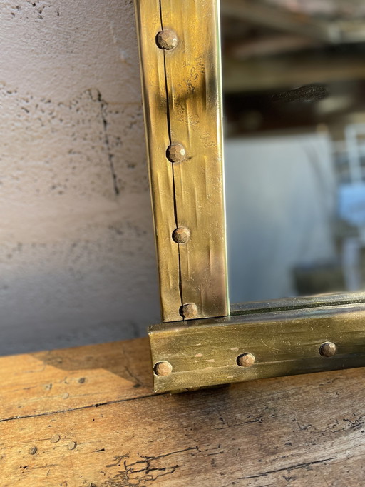 Art Brut Hammered Copper And Brass Mirror 1960