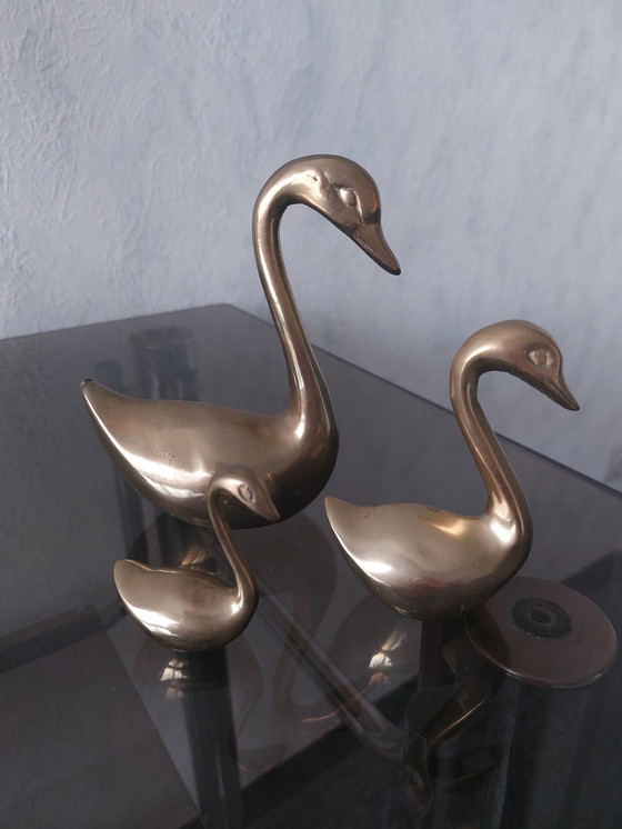 Image 1 of 3x Brass Ducks